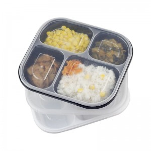 一次性打包盒 外卖四格打包餐盒带锁扣防偷吃加厚多格快餐盒