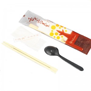 一次性餐具厂家定LOGO筷子四件套批发外卖轻食勺子纸巾牙签现货